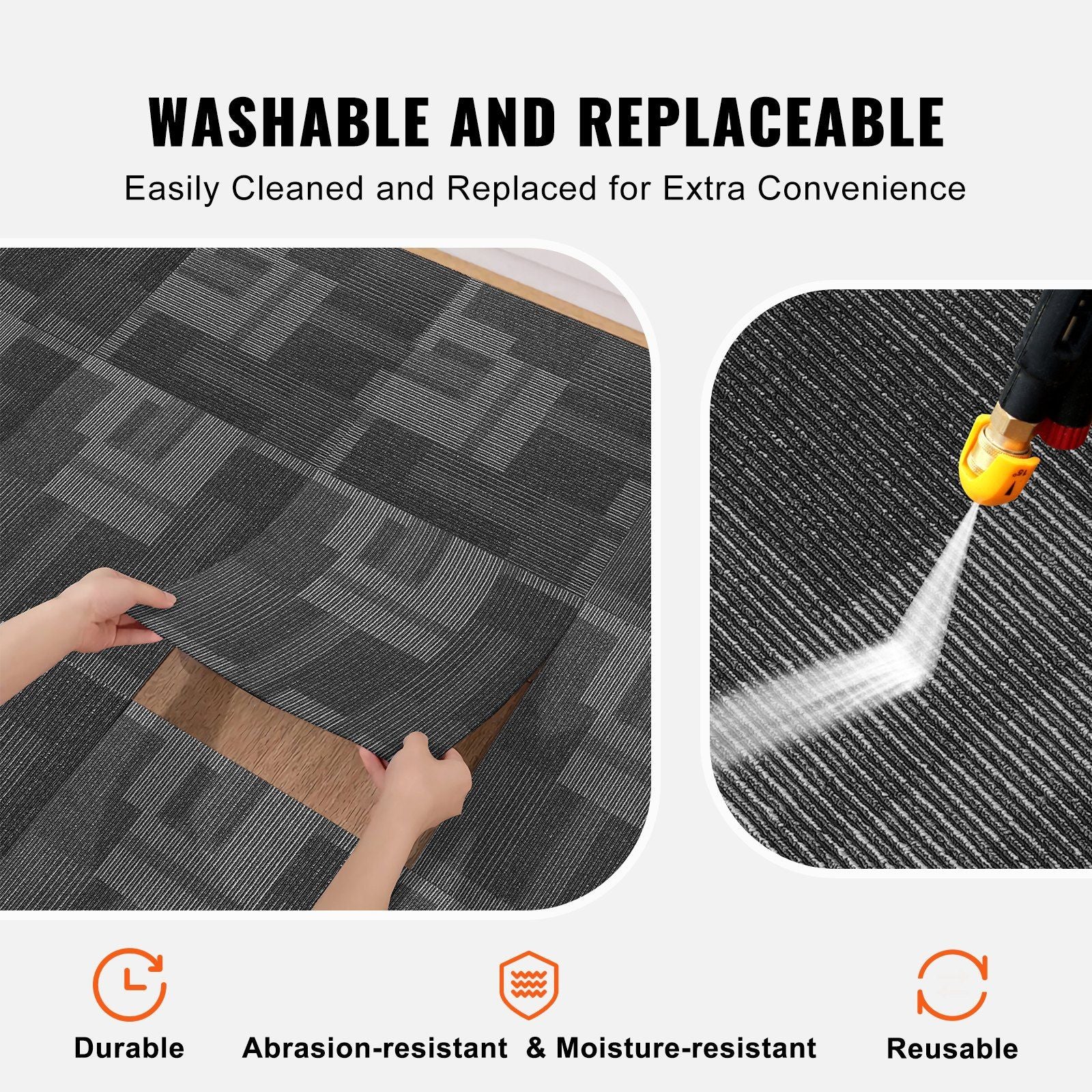 Carpet Tiles Reusable, 24"x 24"Carpet Squares With Padding Attached, Soft Padded Carpet Tiles, Easy Install DIY for Bedroom Living Room (24Tiles, Mixed Gray)