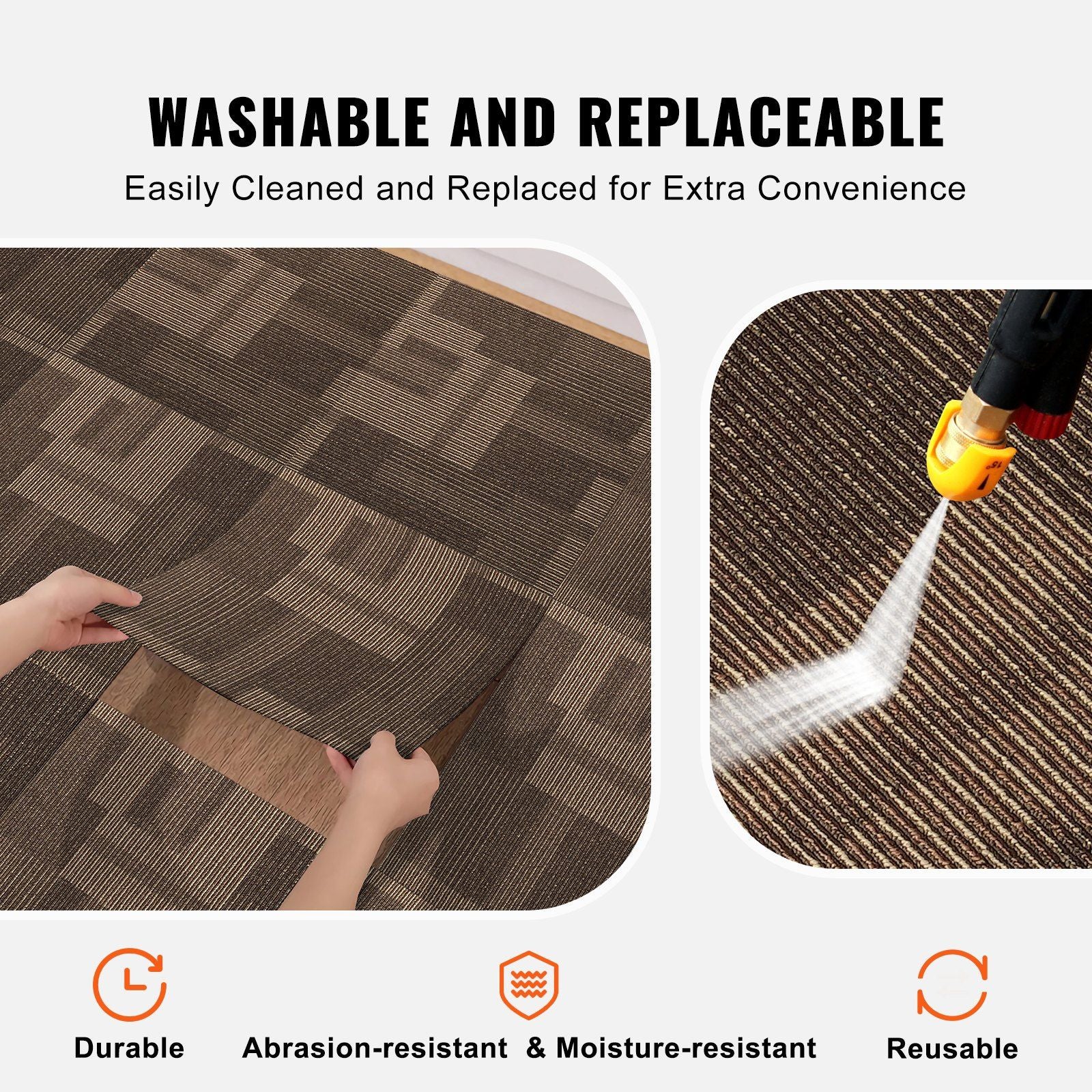 Carpet Tiles Reusable, 24"x 24"Carpet Squares With Padding Attached, Soft Padded Carpet Tiles, Easy Install DIY for Bedroom Living Room (24Tiles, Mixed Brown)