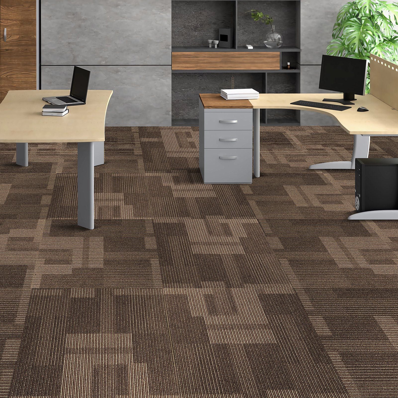 Carpet Tiles Reusable, 24"x 24"Carpet Squares With Padding Attached, Soft Padded Carpet Tiles, Easy Install DIY for Bedroom Living Room (24Tiles, Mixed Brown)