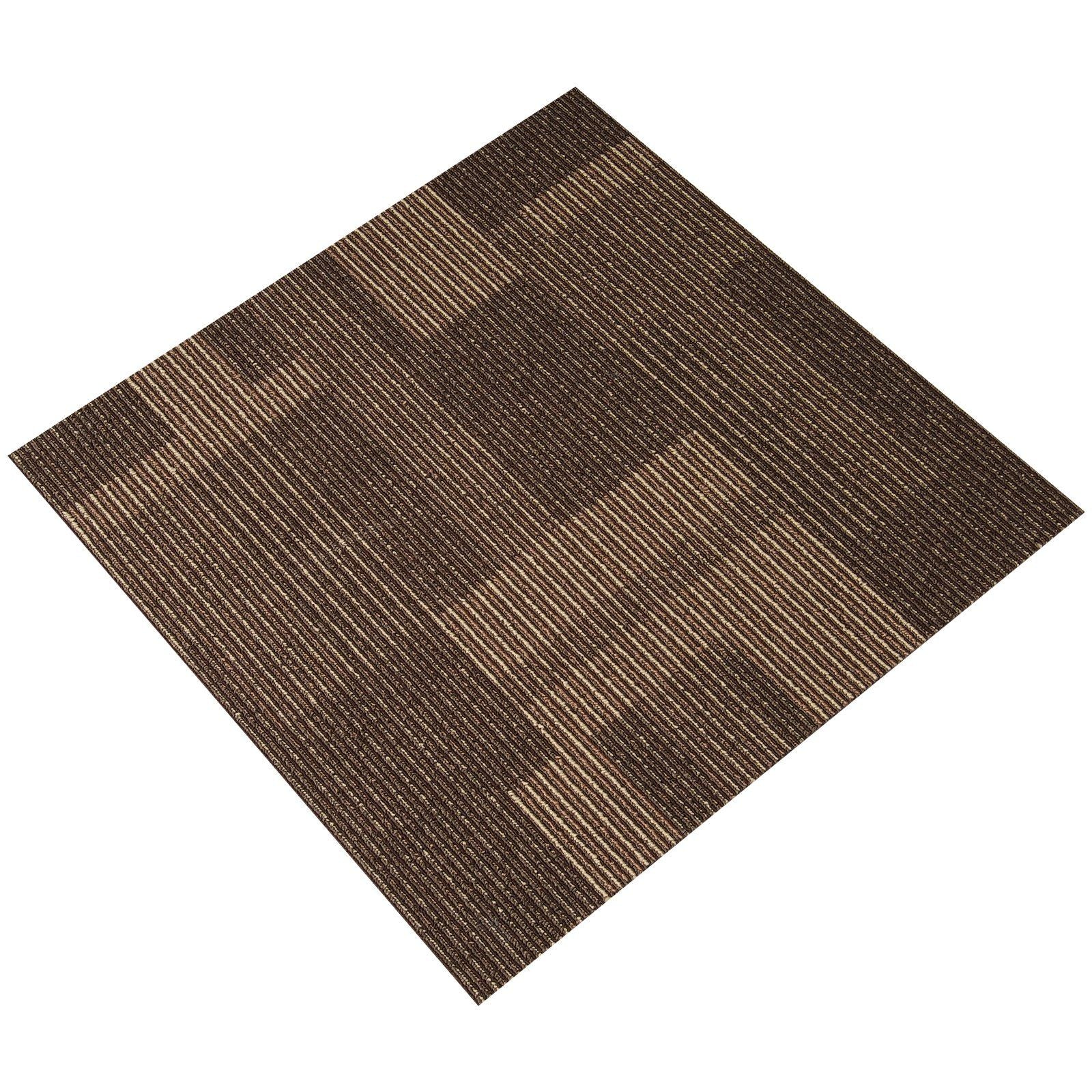 Carpet Tiles Reusable, 24"x 24"Carpet Squares With Padding Attached, Soft Padded Carpet Tiles, Easy Install DIY for Bedroom Living Room (24Tiles, Mixed Brown)