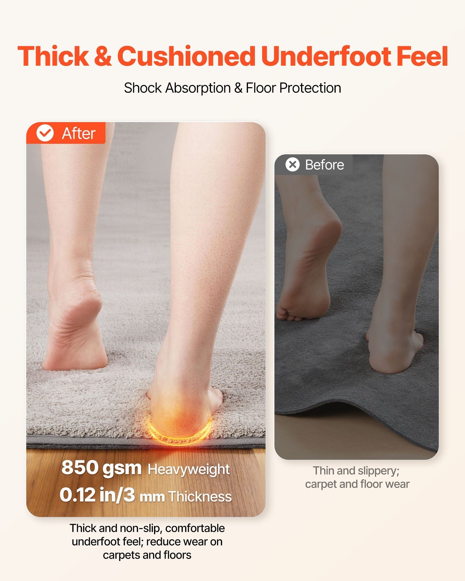 Rug Pad 2.44 x 3.05 m, Non-slip Carpet Area Pad, Rug Mat Padding with Dual Surface Felt Cushion & Rubber Gripper, Hardwood Floor Protection for All Floors, Finishes, Keeps Carpets in Place