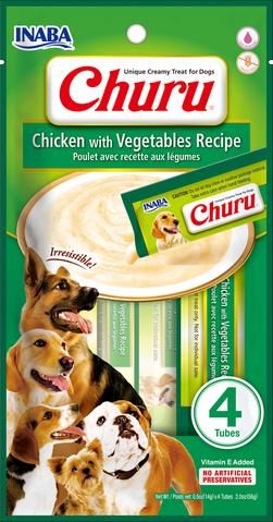Inaba Churu Puree DOG Treats - Chicken with Vegetables (4 Tubes) 56g