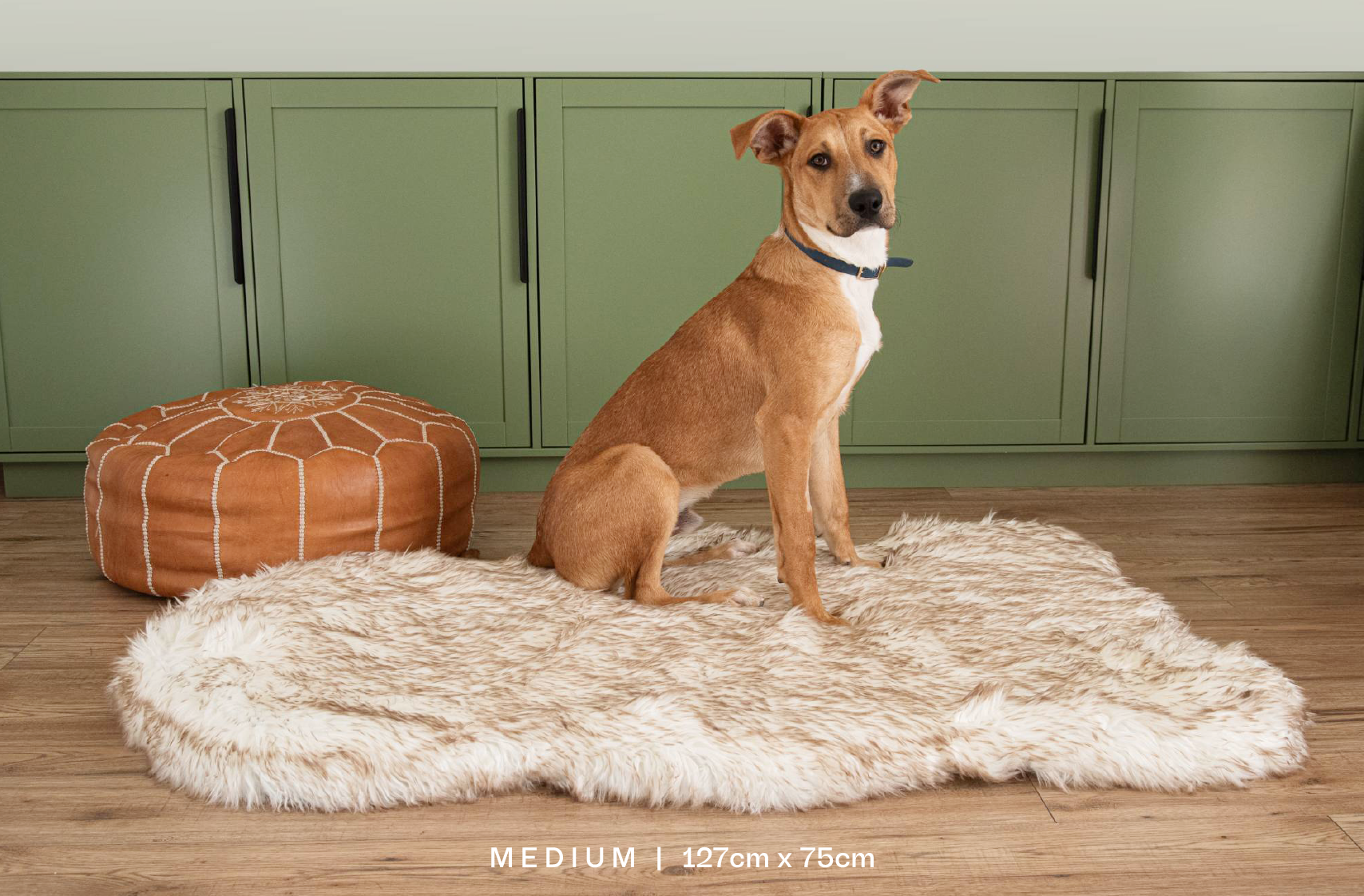 Luxury Memory Foam Dog Bed - Faux Fur Nordic Rug Style