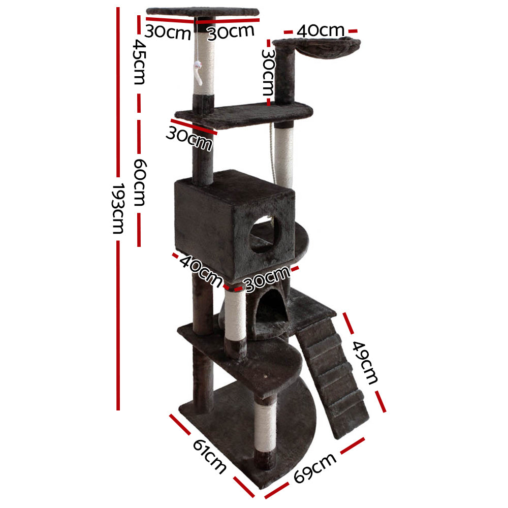 i.Pet Cat Tree 193cm Trees Scratching Post Scratcher Tower Condo House Furniture Wood