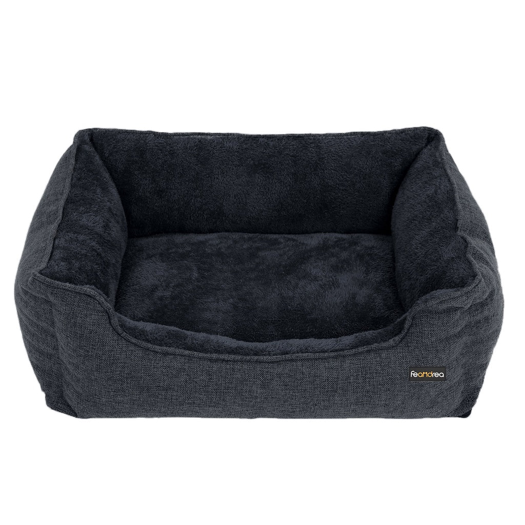FEANDREA 70cm Dog Sofa Bed with Removable Washable Cover Dark Grey Petsby | Pet Essentials