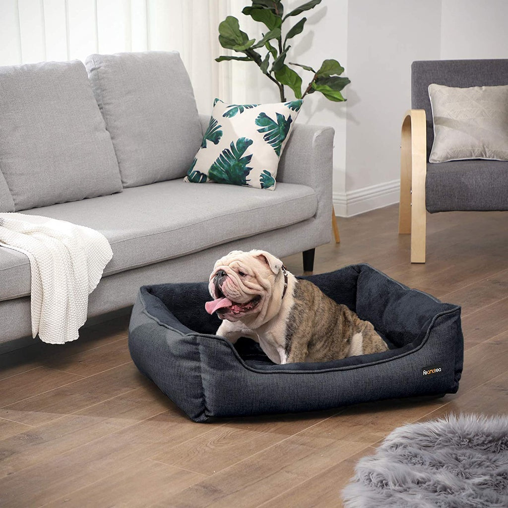 FEANDREA 90cm Dog Sofa Bed with Removable Washable Cover Dark Grey Petsby | Pet Essentials