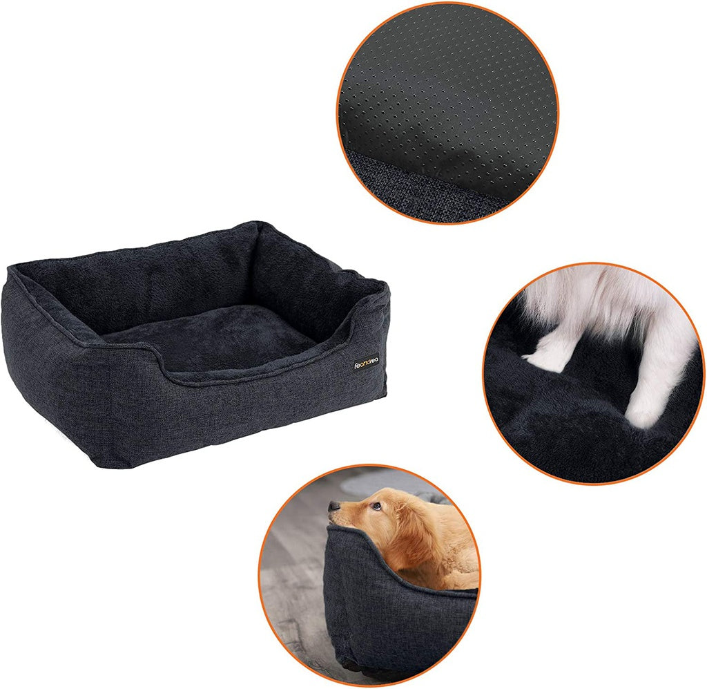 FEANDREA 90cm Dog Sofa Bed with Removable Washable Cover Dark Grey Petsby | Pet Essentials