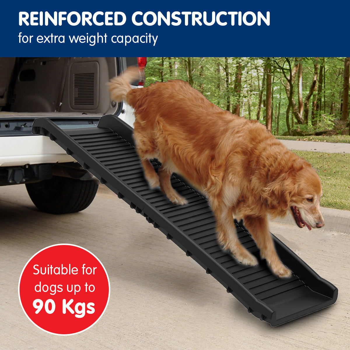 Furtastic Foldable Car Dog Ramp Vehicle Ladder Step Stairs - Black Petsby | Pet Essentials
