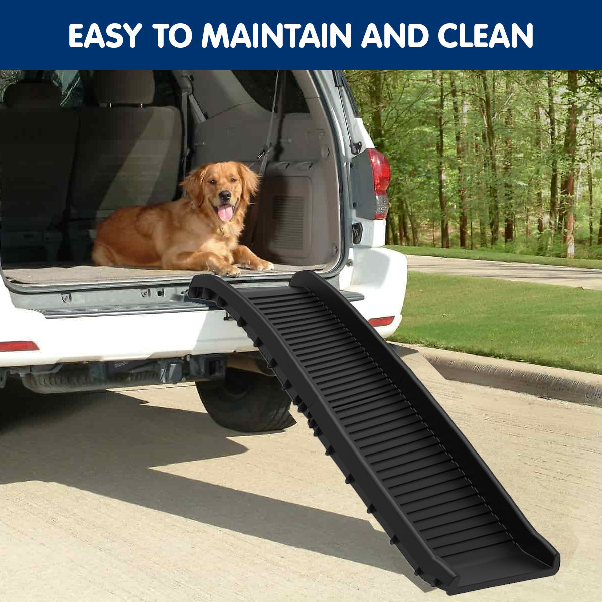 Furtastic Foldable Car Dog Ramp Vehicle Ladder Step Stairs - Black Petsby | Pet Essentials