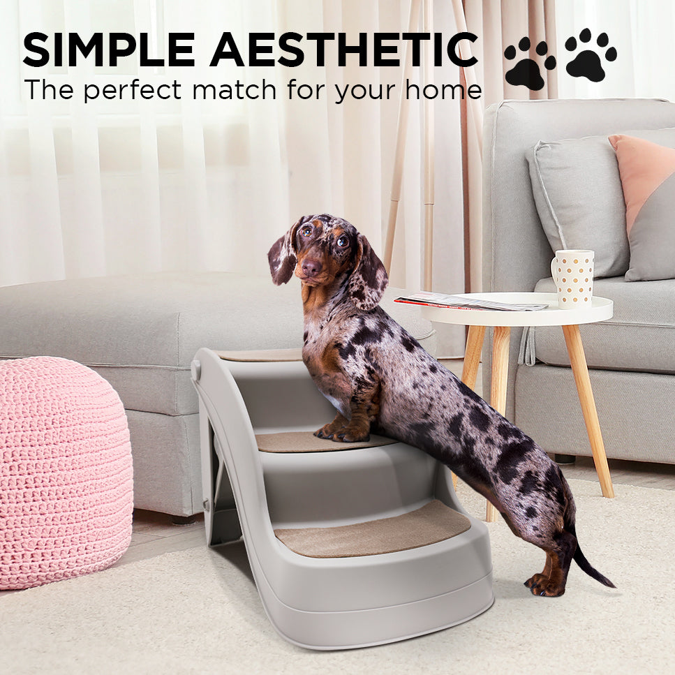 Furtastic 38cm Foldable Pet Stairs Ramp - Grey Petsby | Pet Essentials