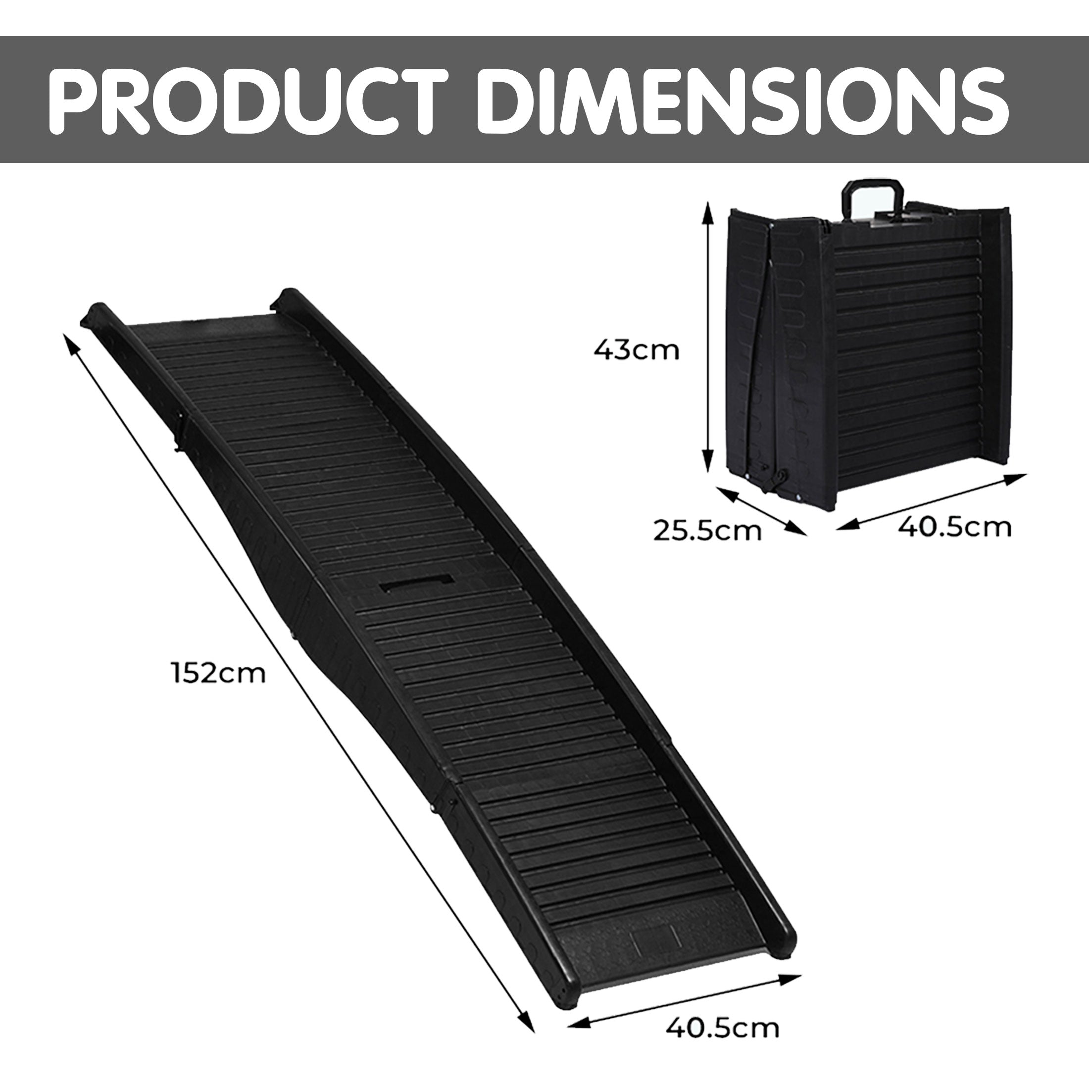 Furtastic 152cm Portable Dog Pet Ramp - Black Petsby | Pet Essentials