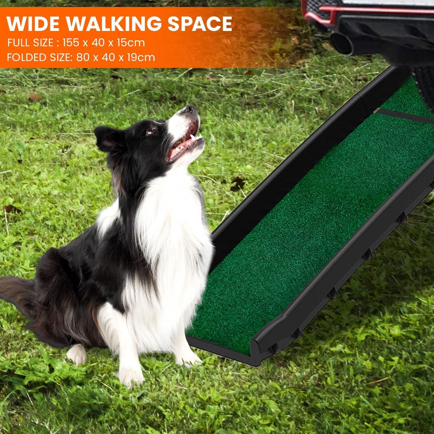 Furtastic Foldable Plastic Dog Ramp with Synthetic Grass Petsby | Pet Essentials