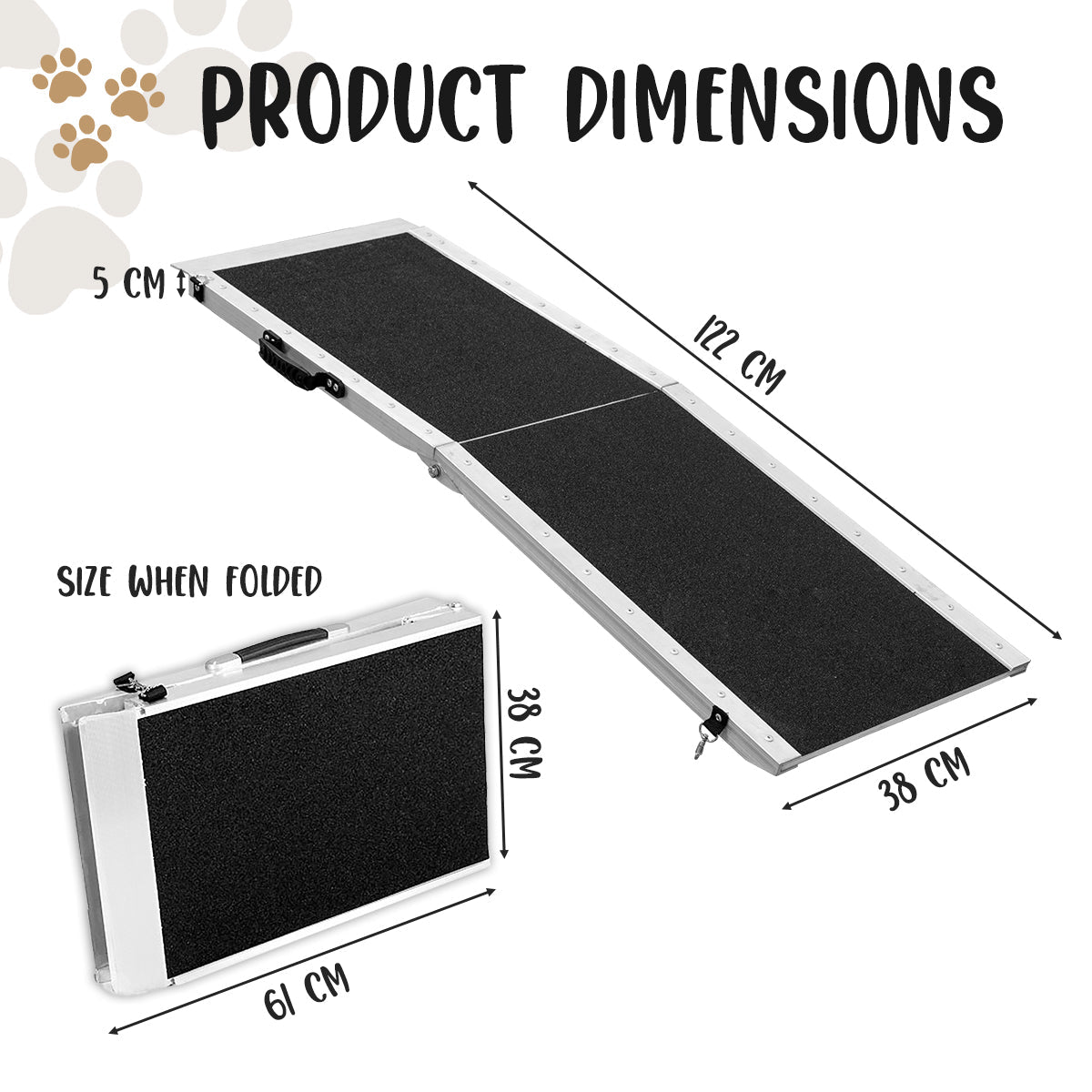 Klika Foldable Aluminium Dog Ramp - 122 x 38 cm Petsby | Pet Essentials