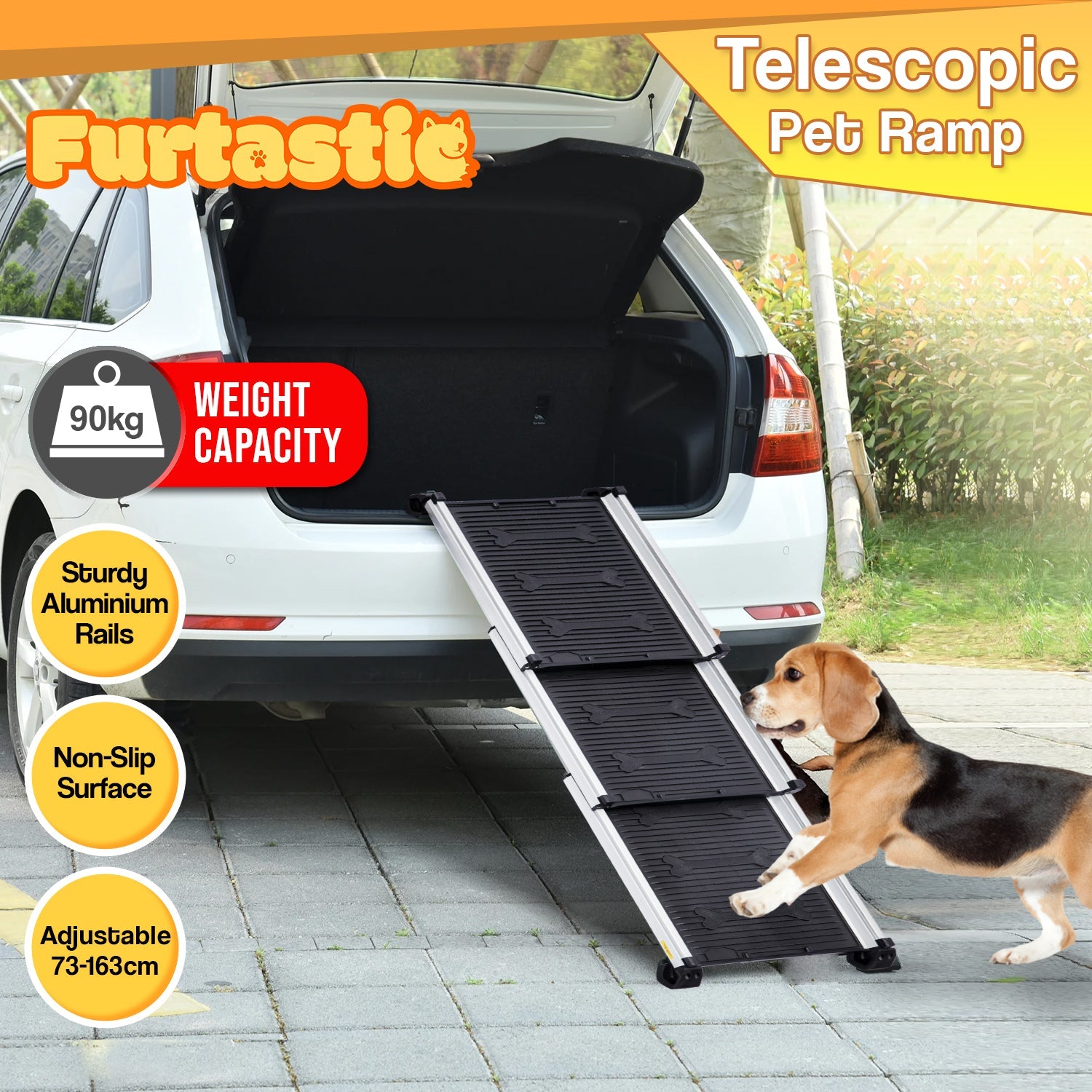 Furtastic Heavy-Duty Aluminium Telescopic Pet Ramp Petsby | Pet Essentials