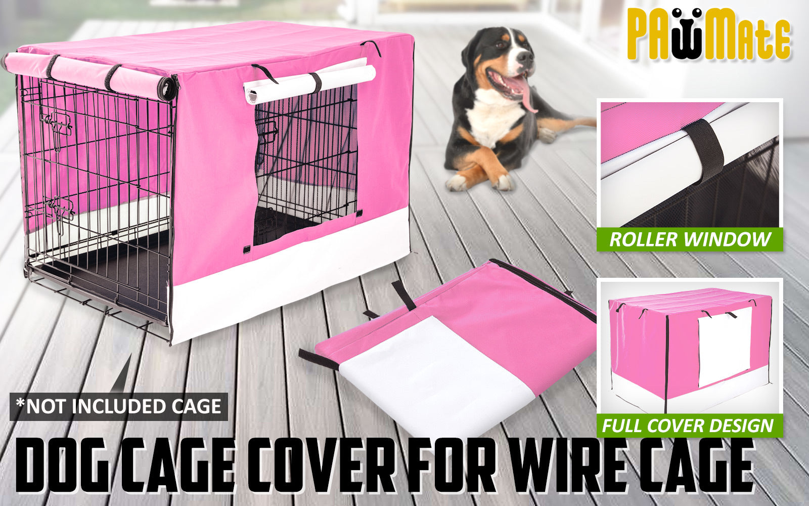 Paw Mate Pink Cage Cover Enclosure for Wire Dog Cage Crate 36in