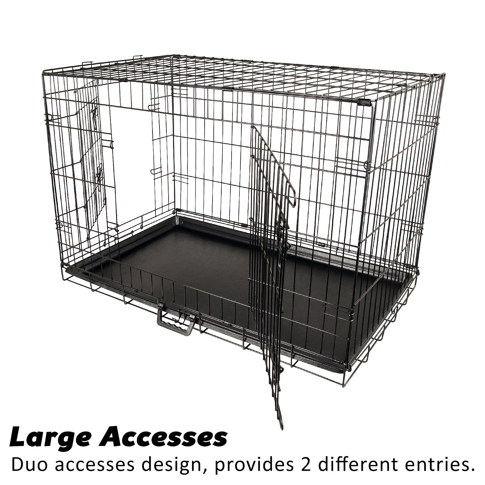 Paw Mate Wire Dog Cage Foldable Crate Kennel 48in with Tray + Cushion Mat Combo