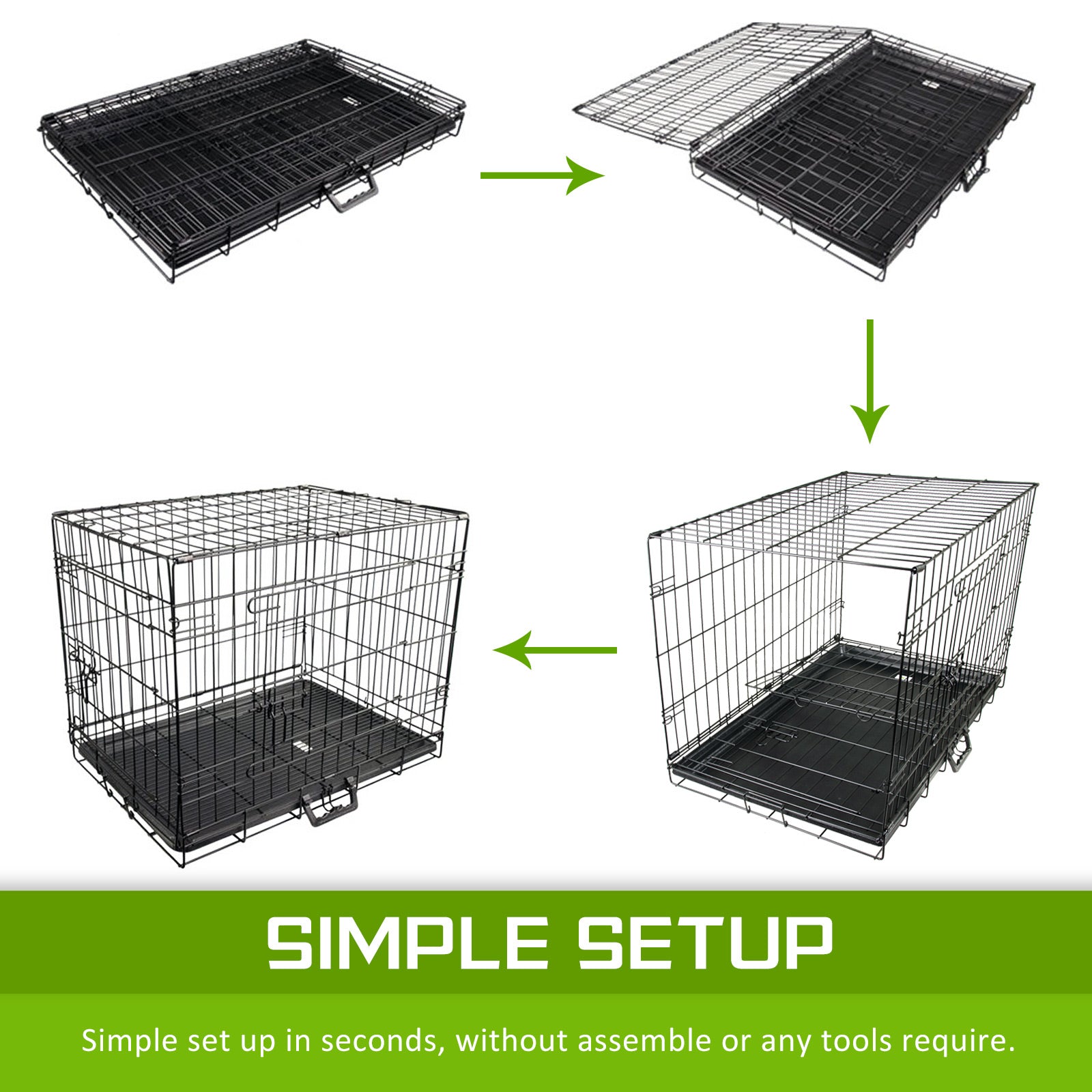 Paw Mate Wire Dog Cage Foldable Crate Kennel 48in with Tray + Blue Cover Combo