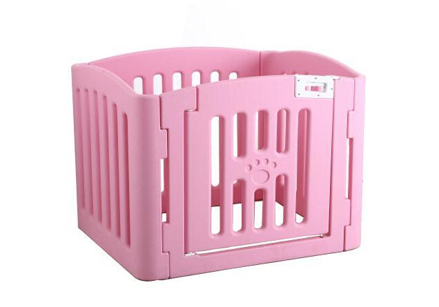 YES4PETS 4 Panel Plastic Pet Pen Pet Foldable Fence Dog Fence Enclosure With Gate Pink