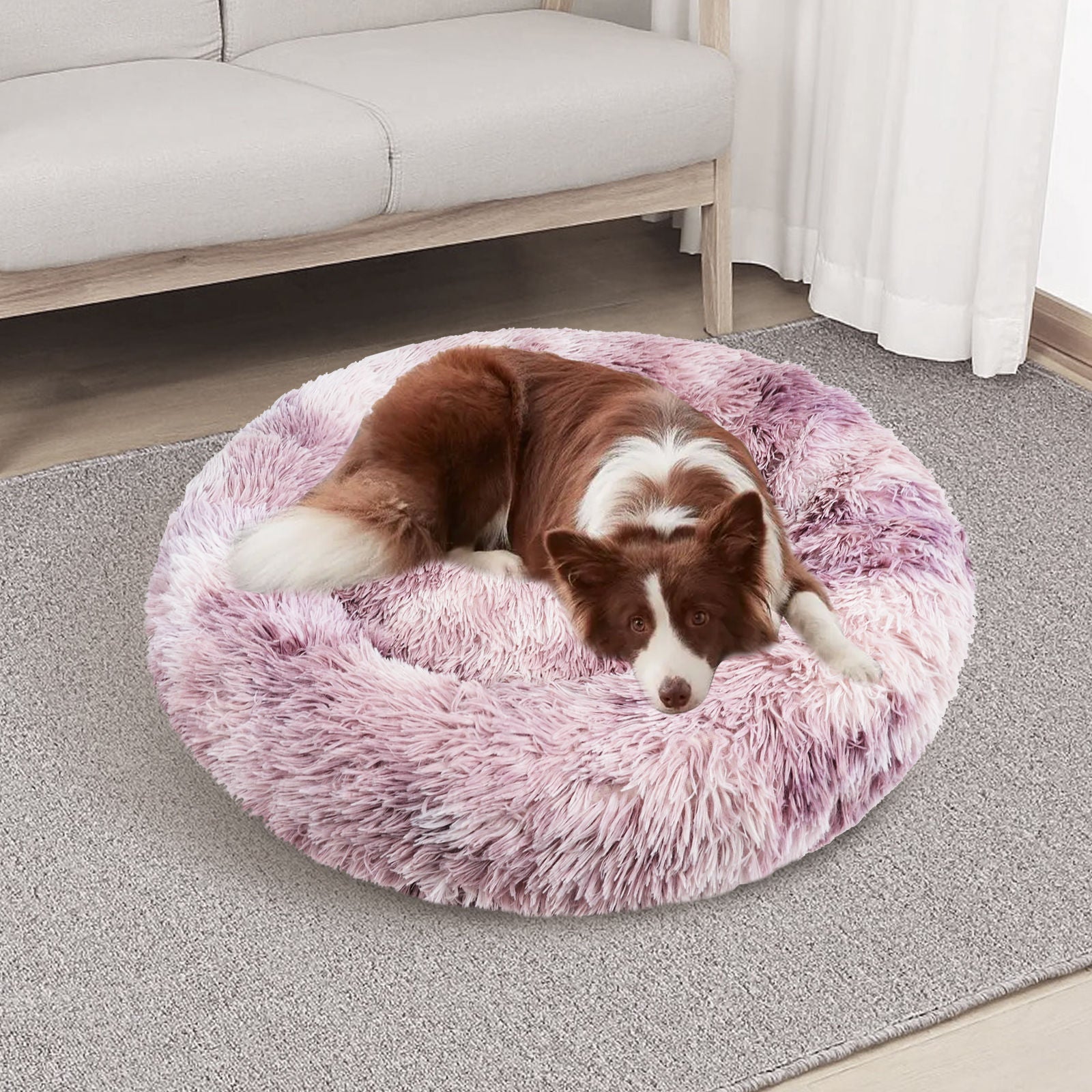 Pawfriends Cat Dog Pet Round Calming Bed Warm Soft Plush