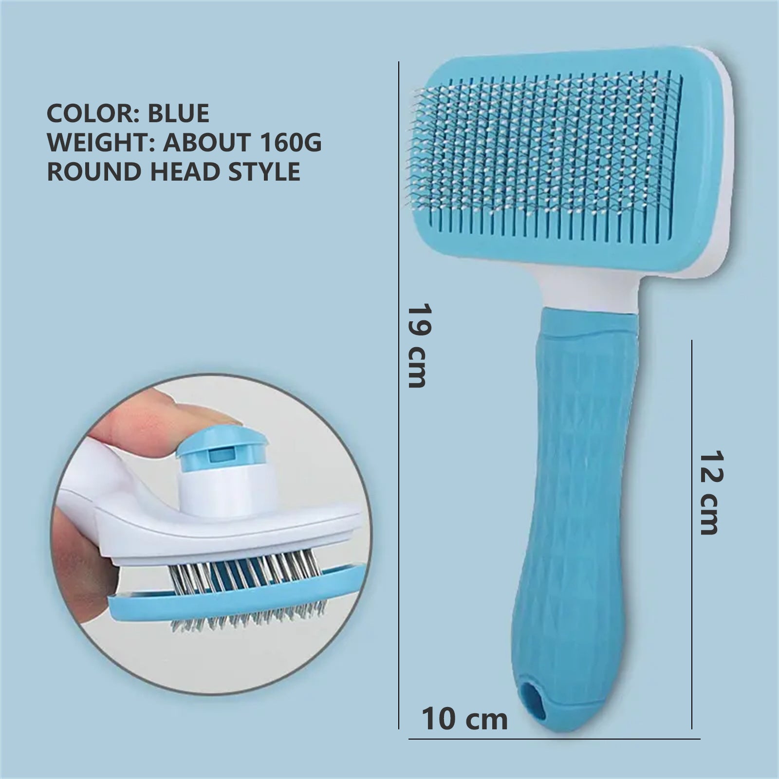 Pawfriends Pet Dog Cat Grooming Comb Brush Tool Gently Removes Loose Knots Mats Blue