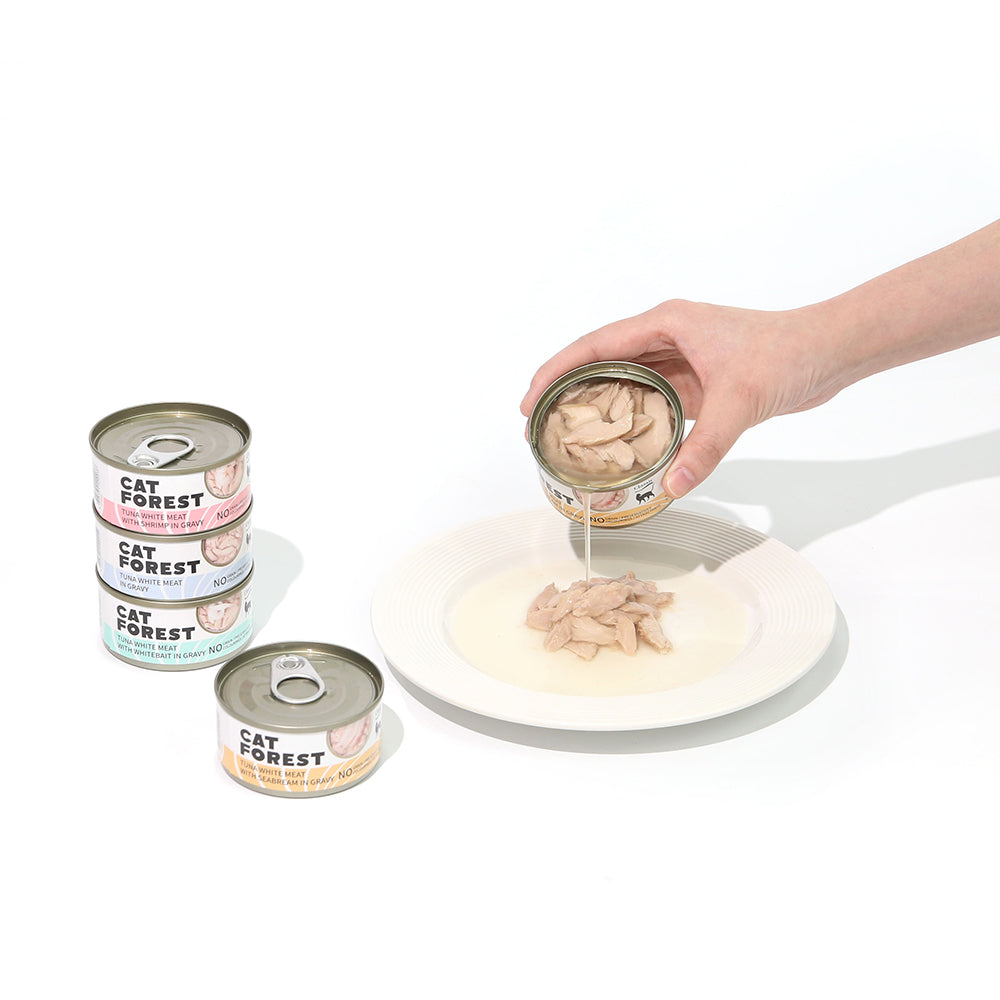 CAT FOREST Classic Tuna White Meat With Seabream In Gravy Cat Canned Food 85G X 24