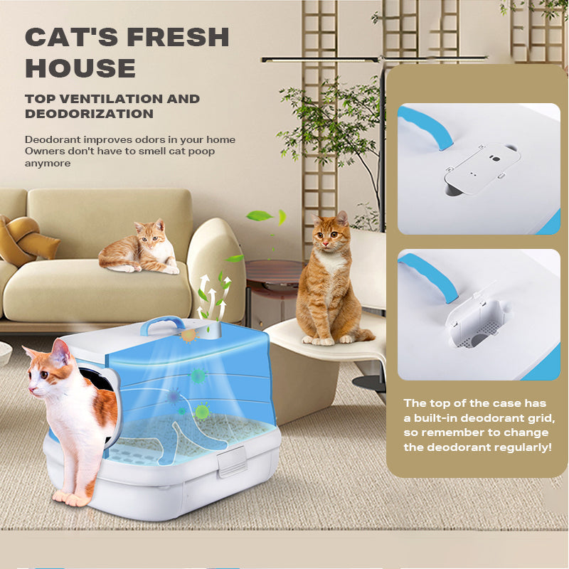 Large Foldable Cat Litter Box Plastic Toilet Easy Cleaning Petsby | Pet Essentials